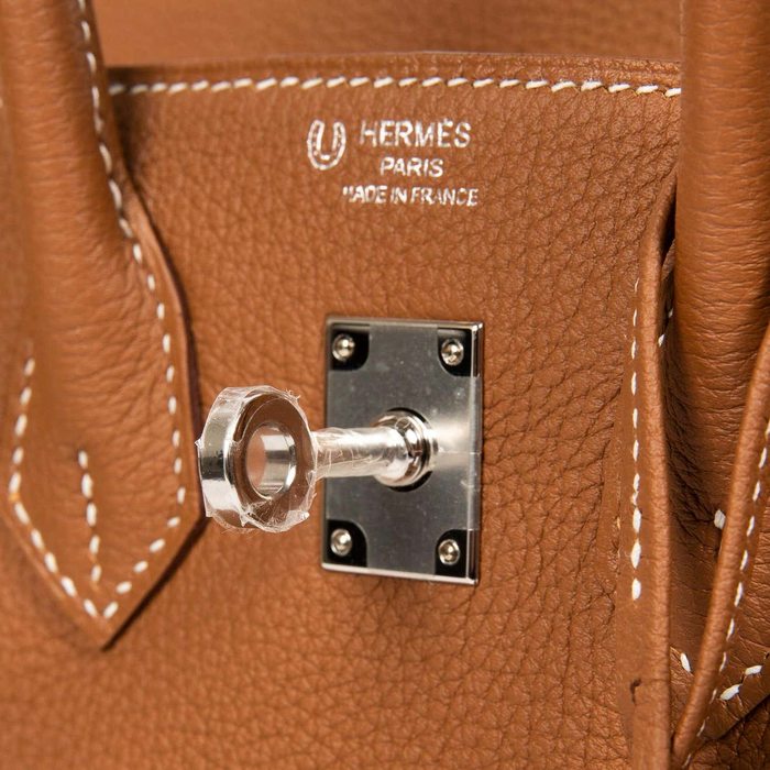 Hermes Special Order Birkin HSS 25 Bag Craie and Gold / Gold Hardware Togo  at 1stDibs
