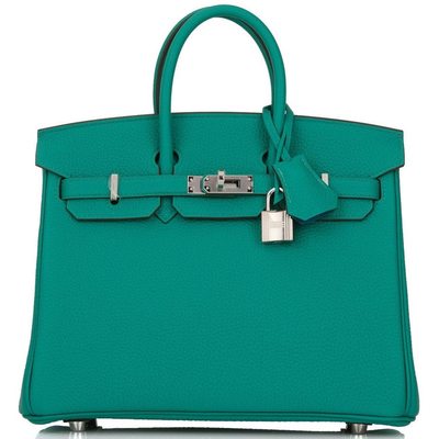 Hermès Birkin 25 Verso Vert Verone / Blue Izmir Togo PHW