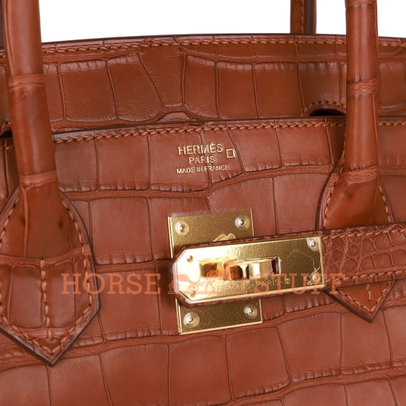 Hermès Birkin 30 Gold Matte Crocodile Alligator GHW