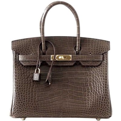 Hermès Birkin 30 Gris Elephant Matte Crocodile Alligator GHW