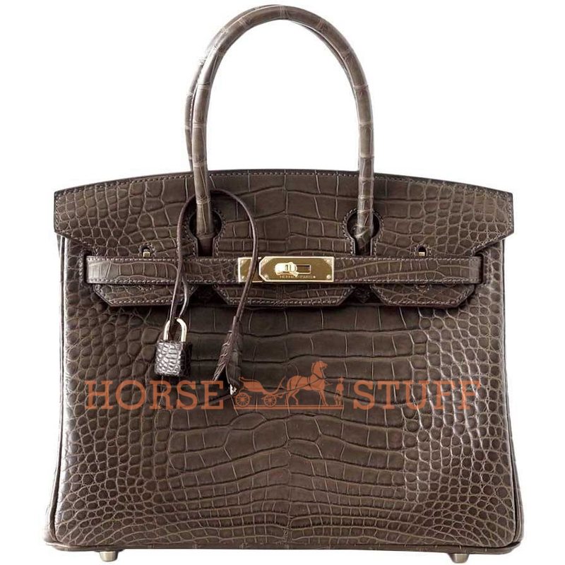 Hermès Birkin 30 Gris Elephant Matte Crocodile Alligator GHW