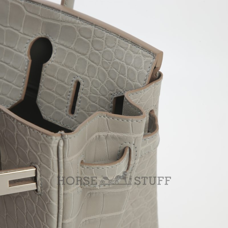 Hermès Birkin 30 Gris Perle Matte Crocodile Alligator PHW