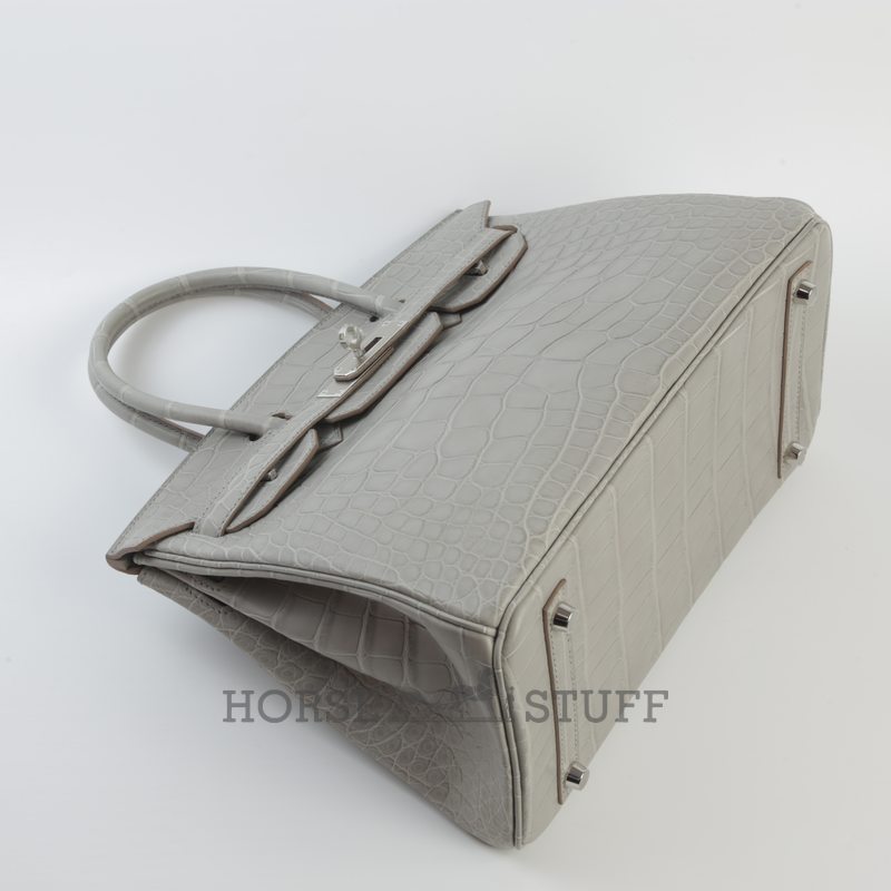 Hermès Birkin 30 Gris Perle Matte Crocodile Alligator PHW