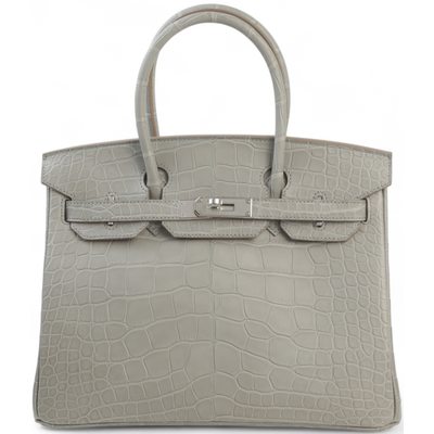 Hermès Birkin 30 Gris Perle Matte Crocodile Alligator PHW