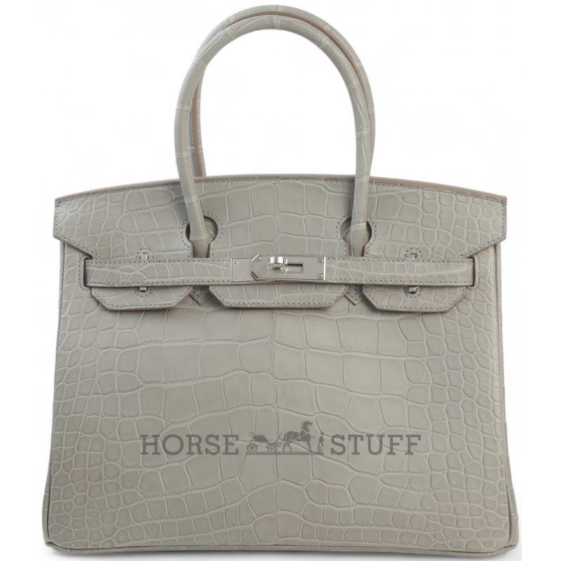 Hermès Birkin 30 Gris Perle Matte Crocodile Alligator PHW