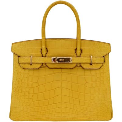 Hermès Birkin 30 Jaune Ambre Matte Crocodile Alligator GHW