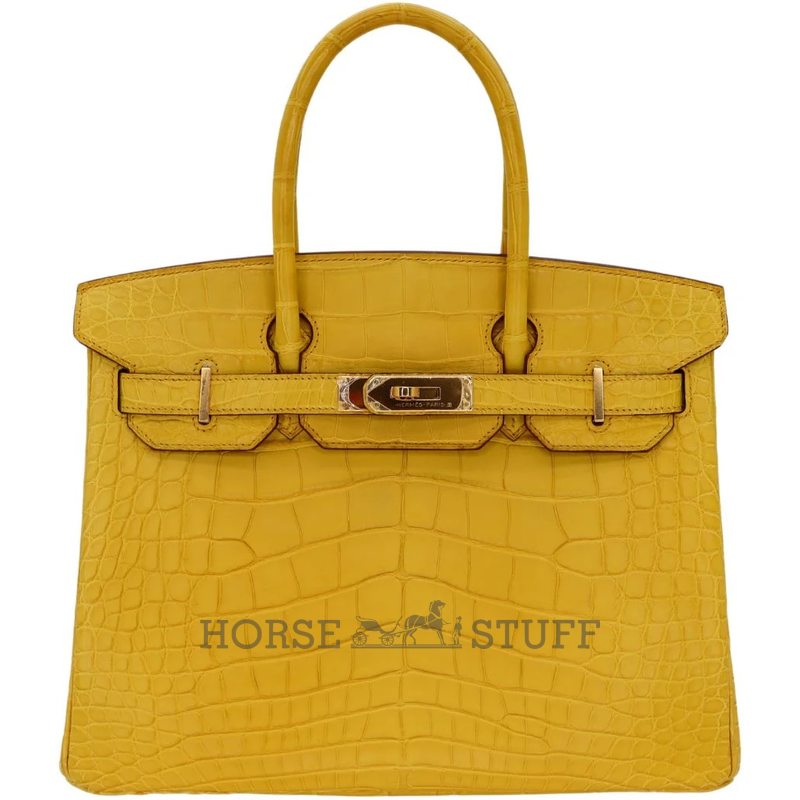 Hermès Birkin 30 Jaune Ambre Matte Crocodile Alligator GHW