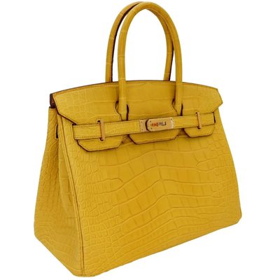 Hermès Birkin 30 Jaune Ambre Matte Crocodile Alligator GHW