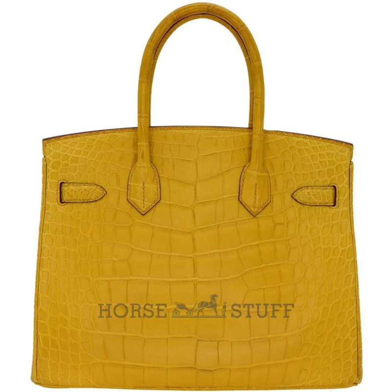 Hermès Birkin 30 Jaune Ambre Matte Crocodile Alligator GHW