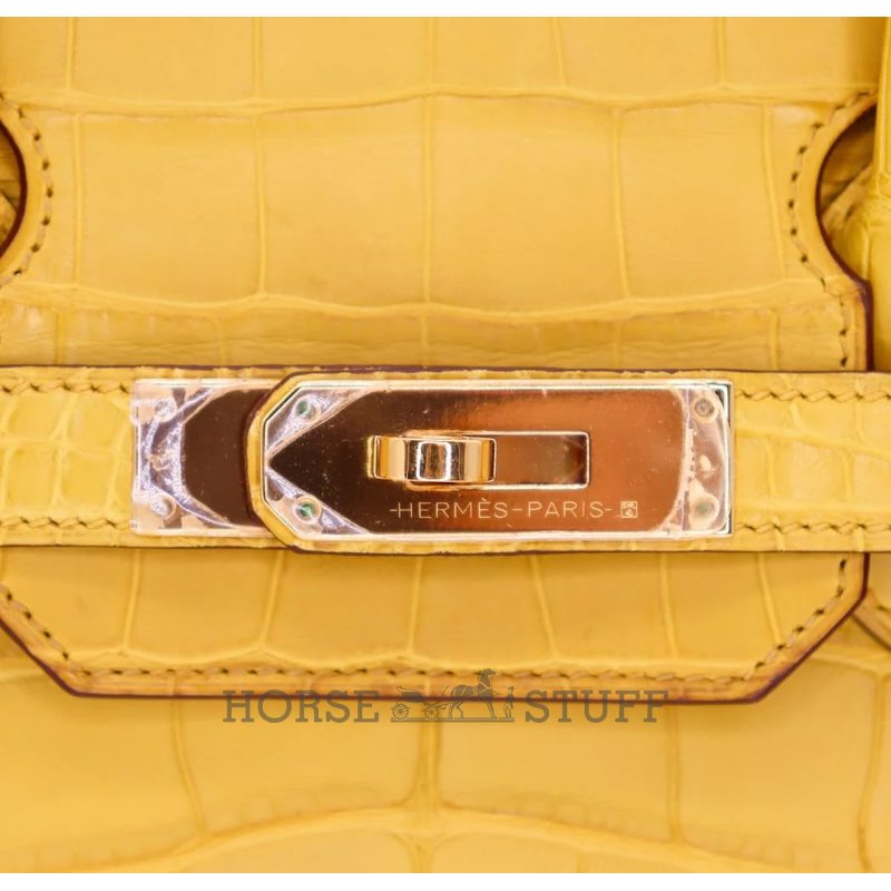 Hermès Birkin 30 Jaune Ambre Matte Crocodile Alligator GHW