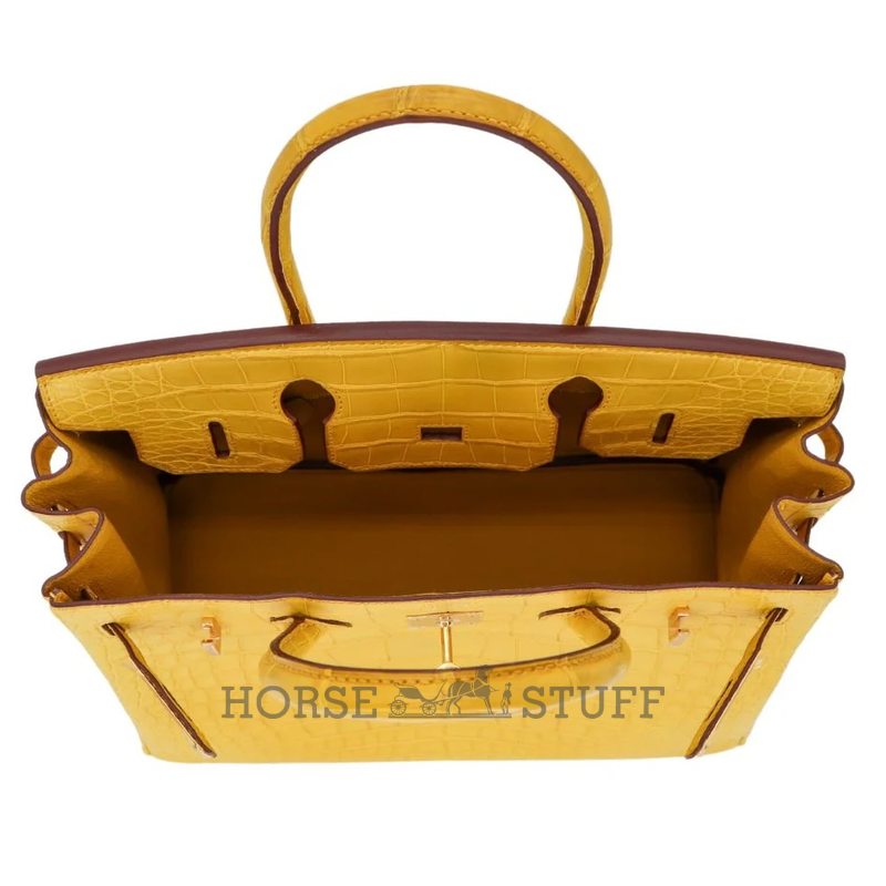 Hermès Birkin 30 Jaune Ambre Matte Crocodile Alligator GHW