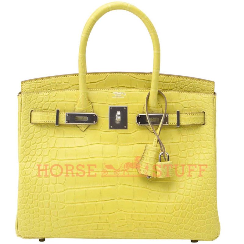 Hermès Birkin 30 Lime Matte Crocodile Alligator GHW