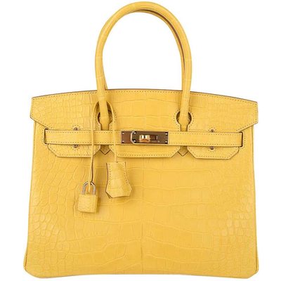 Hermès Birkin 30 Mimosa Matte Crocodile Alligator GHW