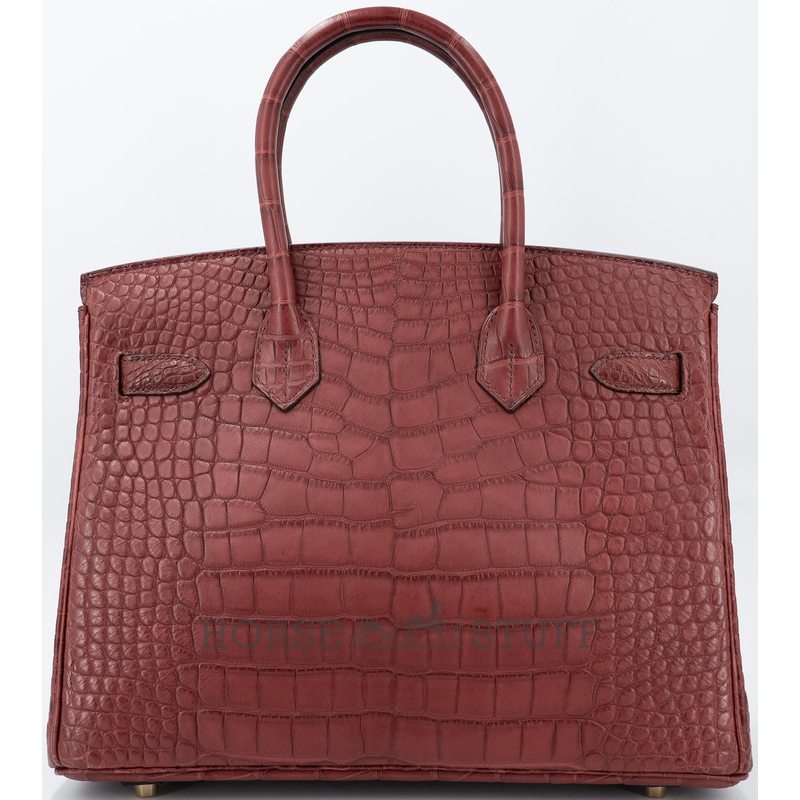 Hermès Birkin 30 Rouge H Matte Crocodile Alligator GHW