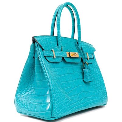 Hermès Birkin 30 Turquoise Matte Crocodile Alligator GHW