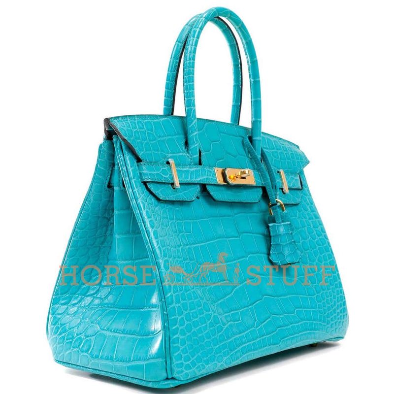 Hermès Birkin 30 Turquoise Matte Crocodile Alligator GHW