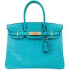 Hermès Birkin 30 Turquoise Matte Crocodile Alligator GHW