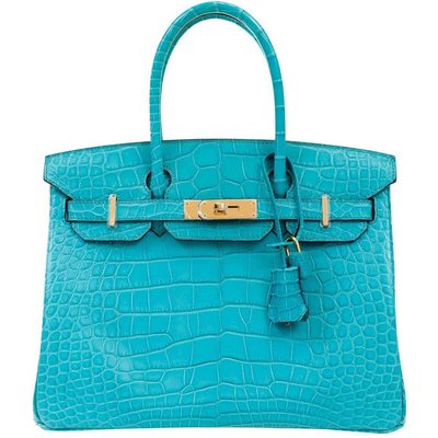 Hermès Birkin 30 Turquoise Matte Crocodile Alligator GHW