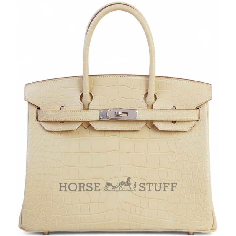 Hermès Birkin 30 Vanilla Matte Crocodile Alligator PHW