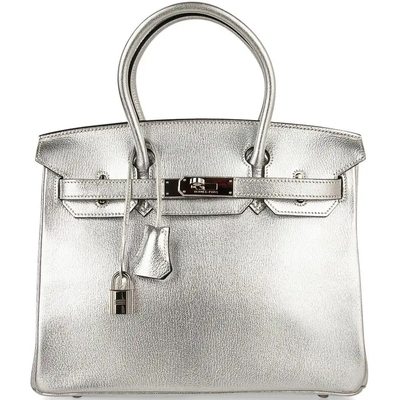 Hermès Birkin 30 Exceptional Super Rare Metallic Silver Chèvre Mysore PHW