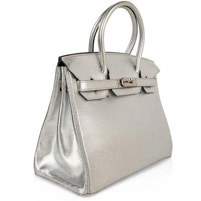 Hermès Birkin 30 Exceptional Super Rare Argente ( Metallic Silver ) Chèvre Mysore PHW
