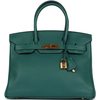 Hermès Birkin 30 Malachite Clemence GHW