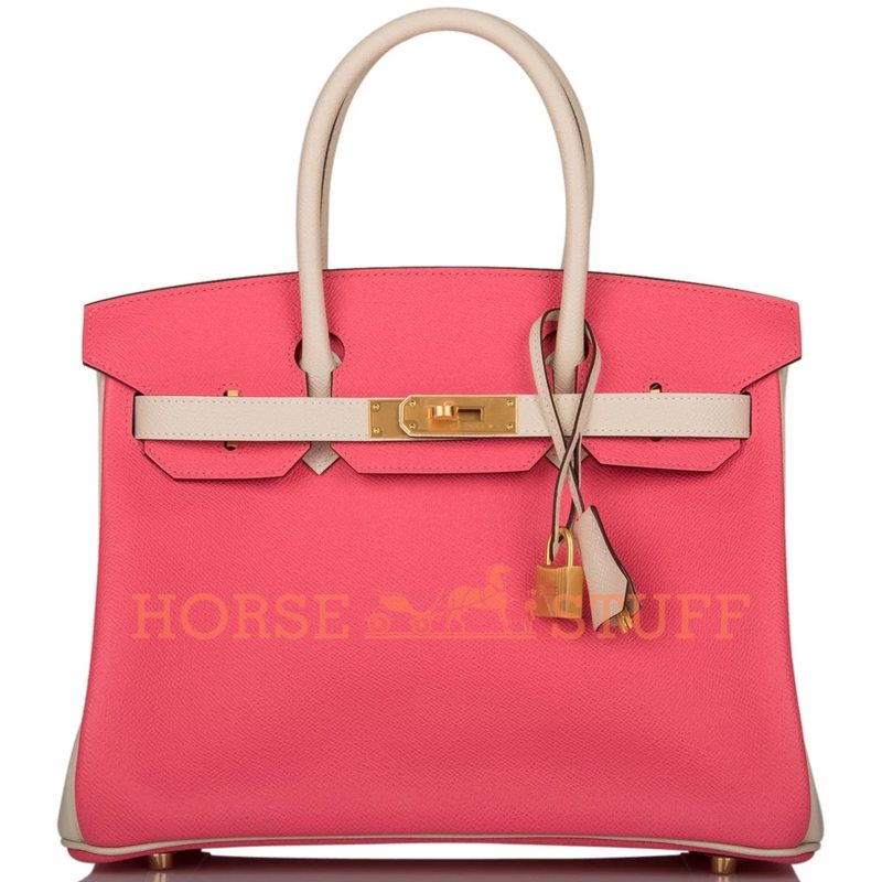 Hermès Birkin 30 Special Order HSS Rose Azalee / Craie Epsom BGHW