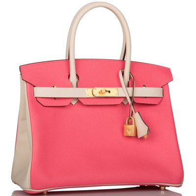 Hermès Birkin 30 Special Order HSS Rose Azalee / Craie Epsom BGHW