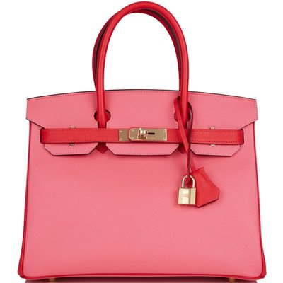 Hermès Birkin 30 Special Order HSS Rose Azalee / Rouge de Coeur Epsom Permabrass