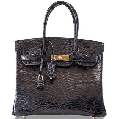 Hermès Birkin 30 Black Shiny Niloticus Lizard GHW