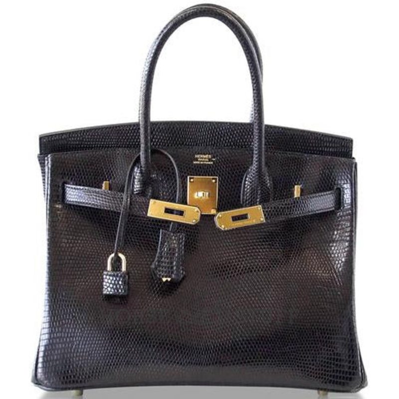 Hermès Birkin 30 Black Shiny Niloticus Lizard GHW