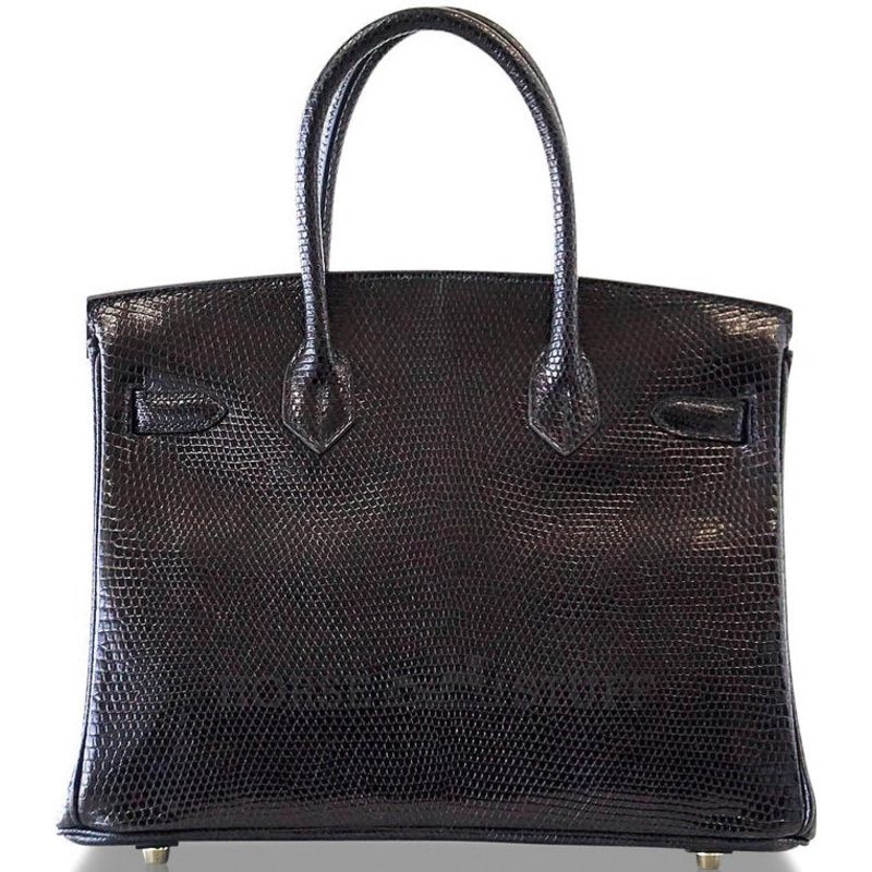 Hermès Birkin 30 Black Shiny Niloticus Lizard GHW