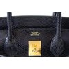 Hermès Birkin 30 Black Shiny Niloticus Lizard GHW