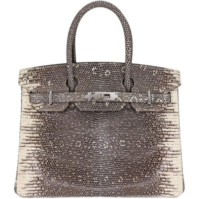 Hermès Birkin 30 Ombre ( White ) SHINY SALVATOR VARANUS LIZARD PHW