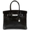 Hermès Birkin 30 Black Lisse Crocodile Niloticus White 18K Gold, Diamonds