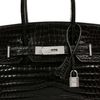 Hermès Birkin 30 Black Lisse Crocodile Niloticus White 18K Gold, Diamonds