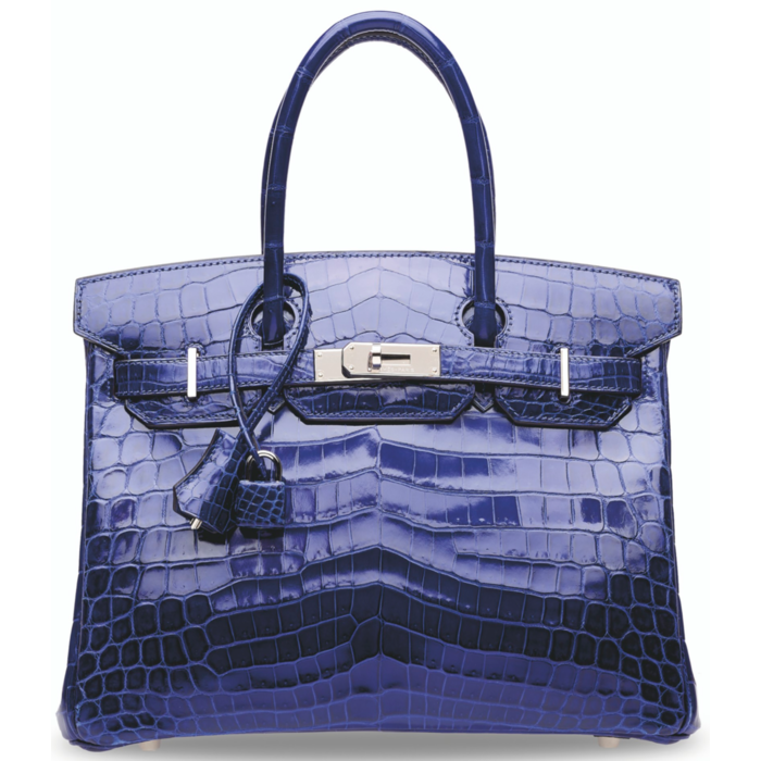 Hermes Birkin 30 Bag Violet Shiny Porosus Croc PHW