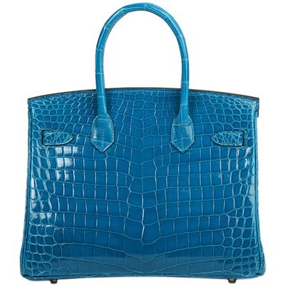Hermès Birkin 30 Blue Izmir Lisse Crocodile Niloticus GHW