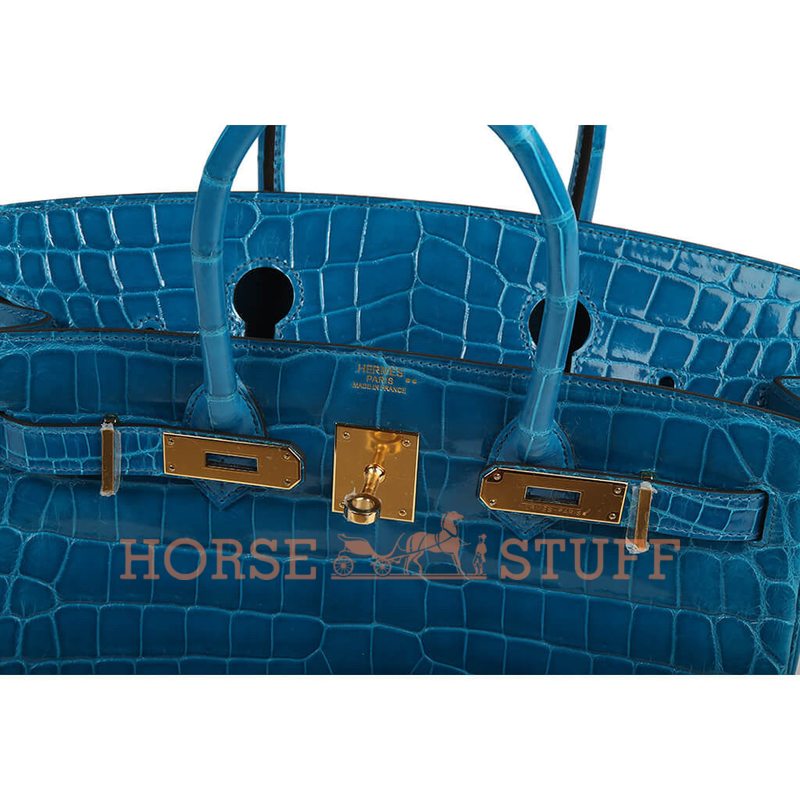 Hermès Birkin 30 Blue Izmir Lisse Crocodile Niloticus GHW