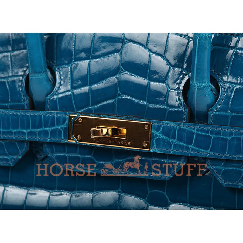 Hermès Birkin 30 Blue Izmir Lisse Crocodile Niloticus GHW