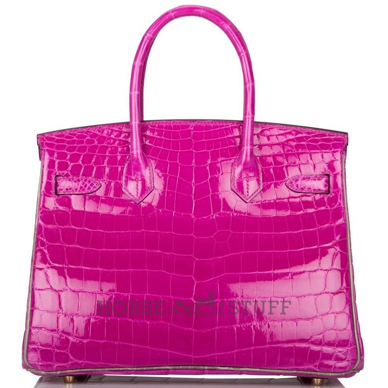 Hermès Birkin 30 Special Order HSS Rose Scheherazade / Etain Lisse Crocodile Niloticus GHW