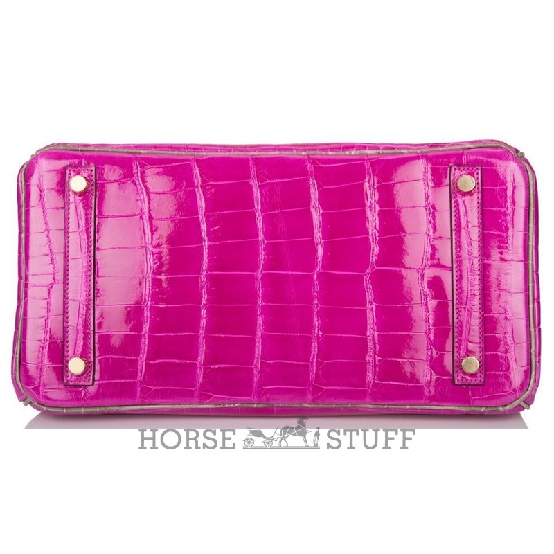 Hermès Birkin 30 Special Order HSS Rose Scheherazade / Etain Lisse Crocodile Niloticus GHW