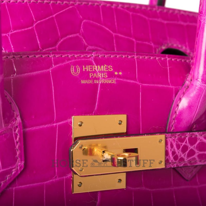 Hermès Birkin 30 Special Order HSS Rose Scheherazade / Etain Lisse Crocodile Niloticus GHW