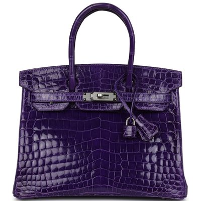 Hermès Birkin 30 Ultraviolet Shiny Crocodile Niloticus PHW