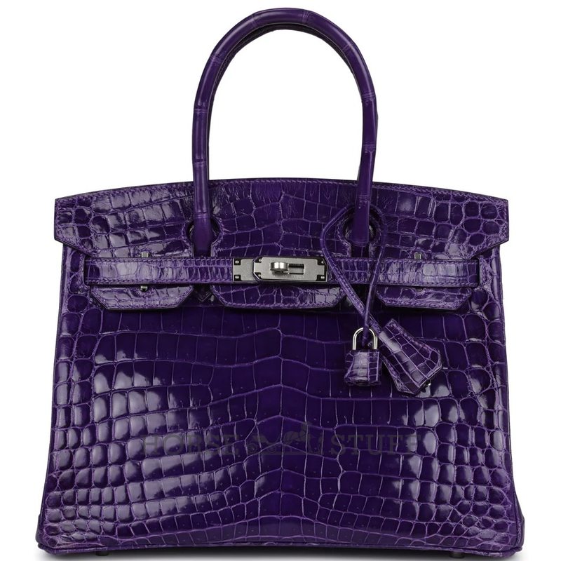 Hermès Birkin 30 Ultraviolet Shiny Crocodile Niloticus PHW
