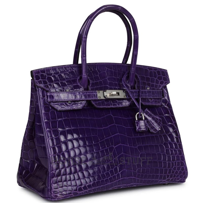 Hermès Birkin 30 Ultraviolet Shiny Crocodile Niloticus PHW