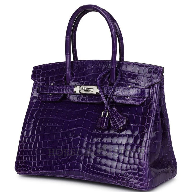 Hermès Birkin 30 Ultraviolet Shiny Crocodile Niloticus PHW