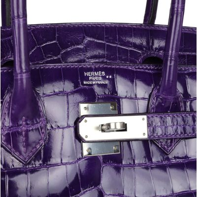 Hermès Birkin 30 Ultraviolet Shiny Crocodile Niloticus PHW