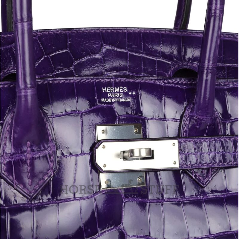Hermès Birkin 30 Ultraviolet Shiny Crocodile Niloticus PHW