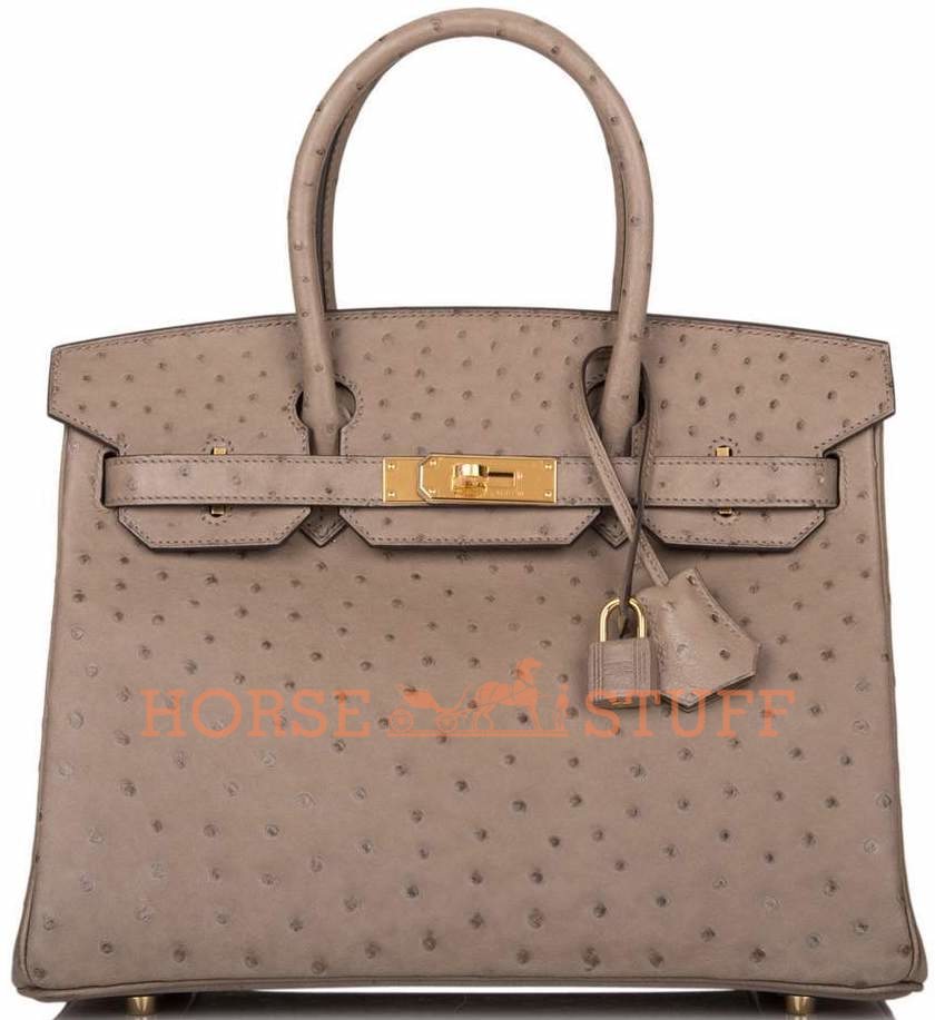 HERMES Ostrich Birkin 30 Gris Asphalte 1020054